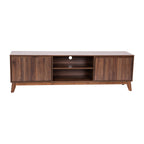 Flash Furniture Hatfield Engineered Wood Tv Stand For 65&Quot;+ Tvs, Media Console/Tv Cabinet With Adjustable Shelf And Soft Close Doors, Dark Walnut