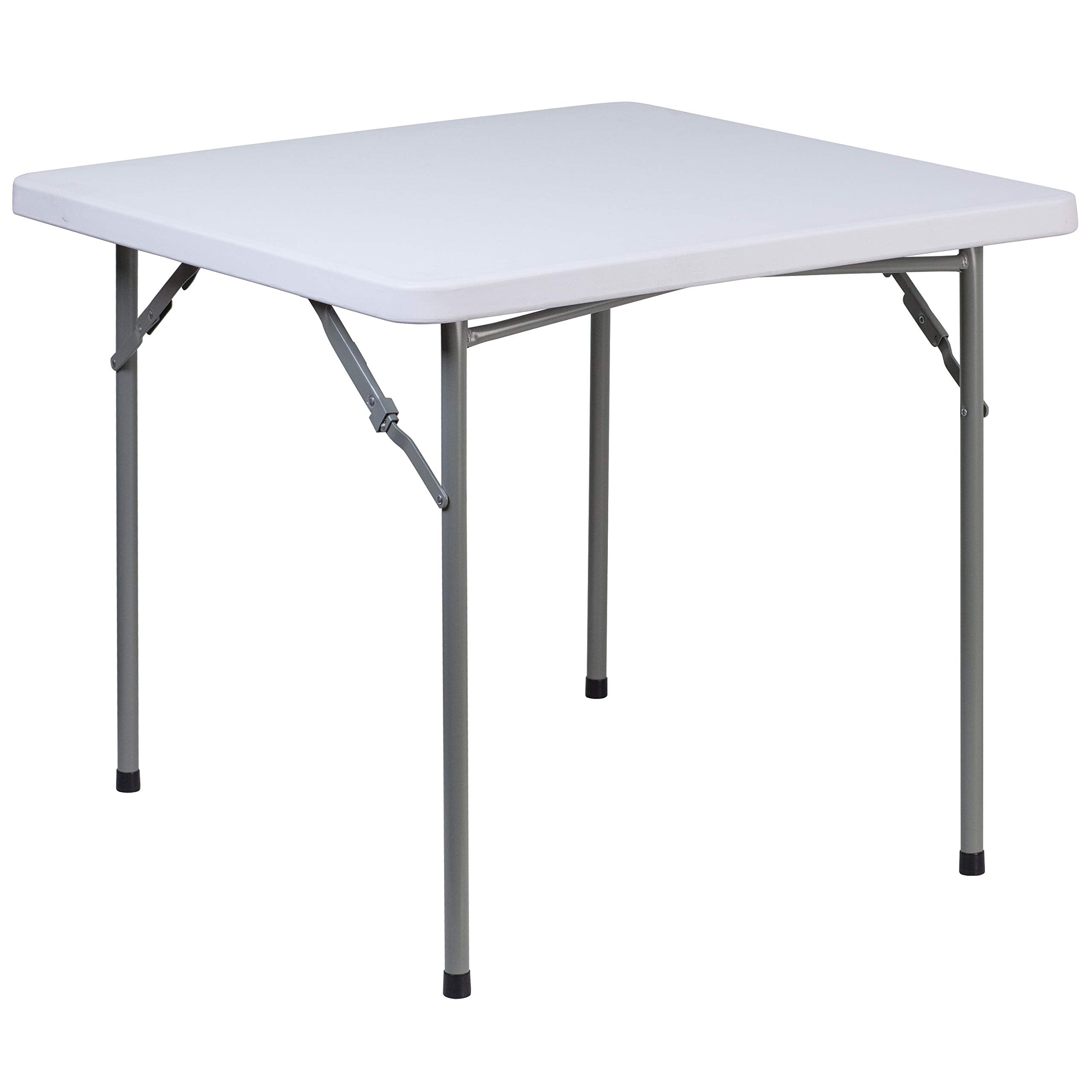 Flash Furniture Kathryn 2.81-Foot Square Granite White Plastic Folding Table with Powder Coated Locking Legs
