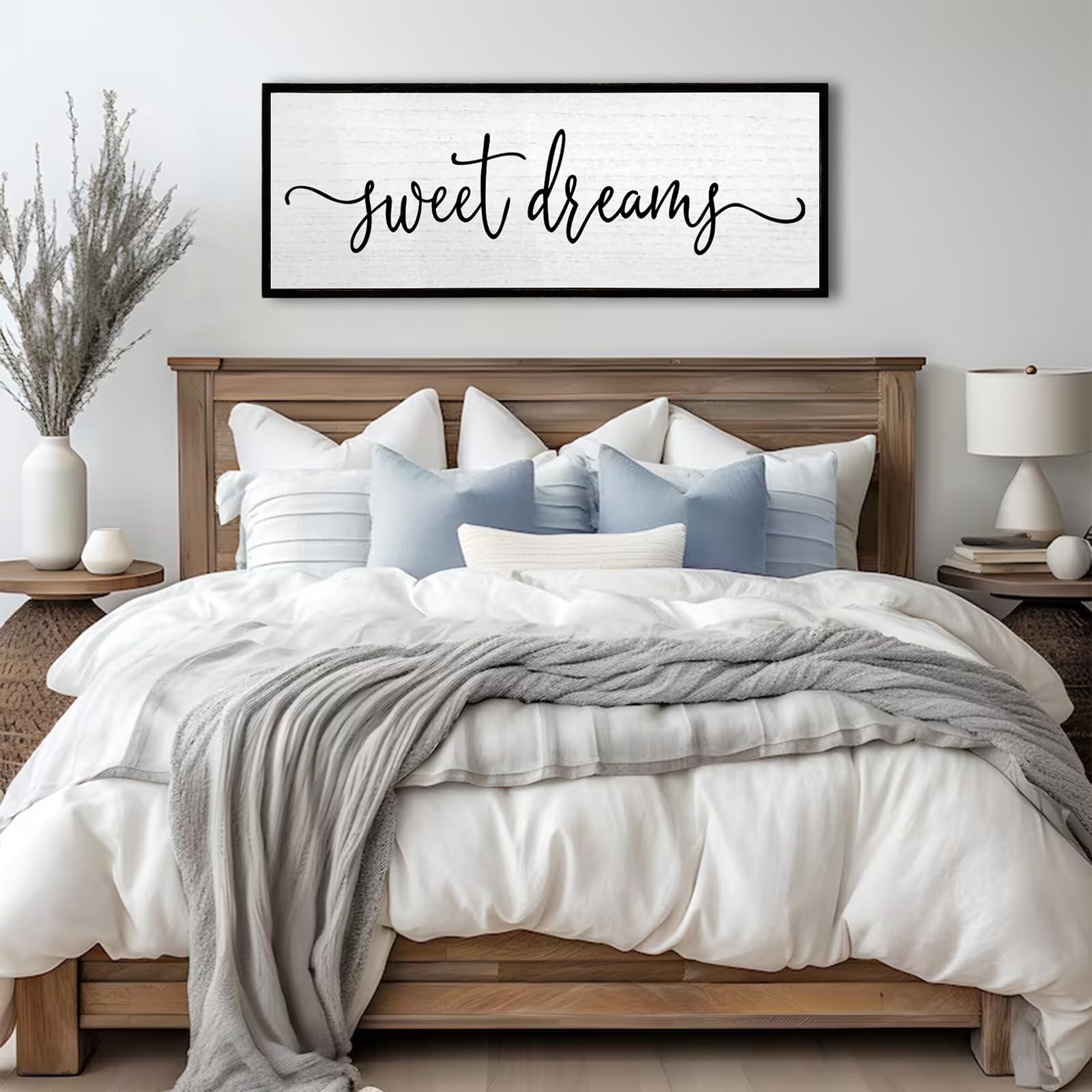Sweet Dreams Wall Decor Above Bed Sign 40  15 Large Wood Framed Master Bedroom Guest Room Sweet Dreams Signs Farmhouse Rusti