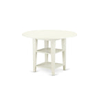 East West Furniture SUAD3-LWH-LC 3 Piece Dining Set Contains a Round Dining Room Table with Dropleaf & Shelves and 2 Faux Leather Upholstered Chairs, 42x42 Inch, Linen White