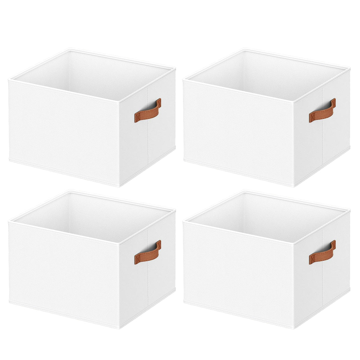 4 Pack Large Closet Storage Baskets Bins for Shelves, Collapsible Fabric Closet Organizers and Storage with Polyester Handles, D