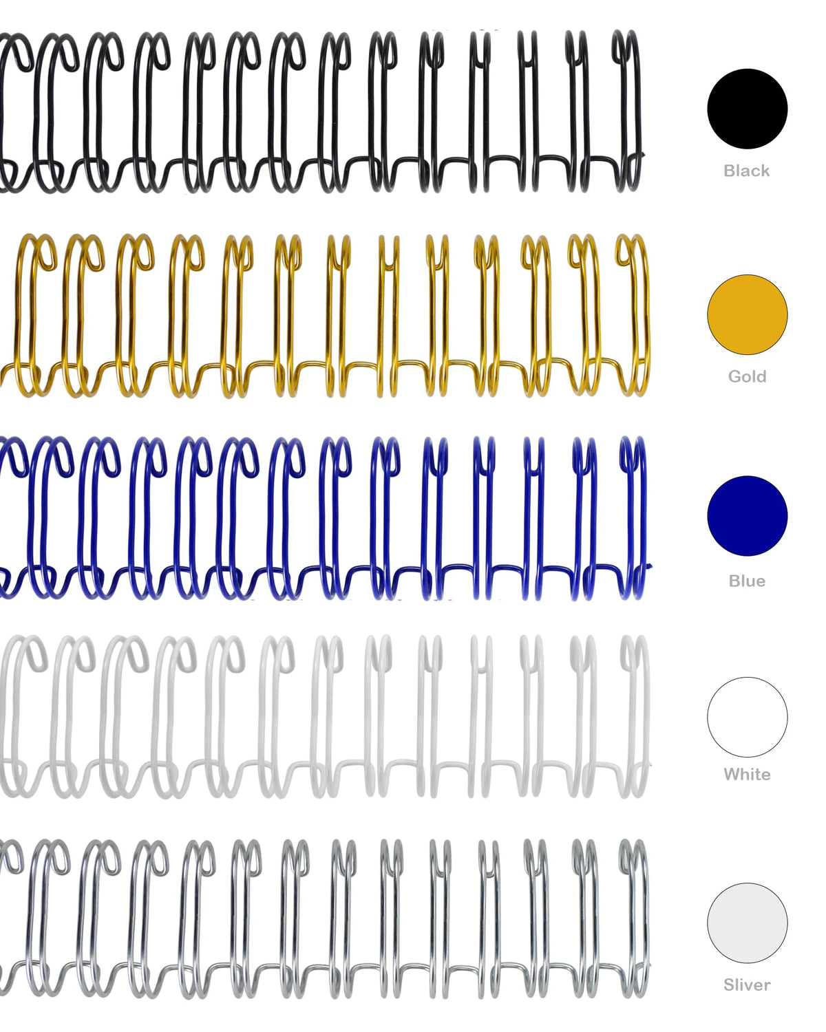 Rayson Wr32159M Wire Binding Spines, Multicolor, 3:1 Pitch Double Loop Binding Wires 5/8 Inch, 32-Loop Wire Ring Pack Of 50 With