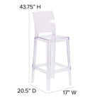 Flash Furniture Ghost Barstool With Square Back In Transparent Crystal