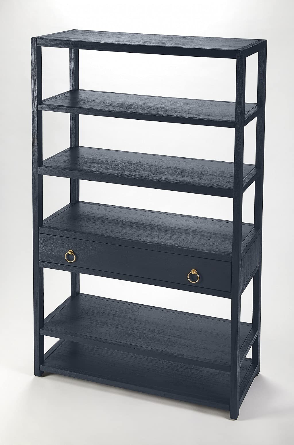 HomeRoots Acacia, Rubberwood Lark Navy Blue Bookshelf