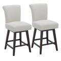 Chita 26 Inch Counter Height Swivel Bar Stools Set Of 2, Fsc Certified Modern Upholstered Swivel Barstool Chairs With Back, Fabric In Linen