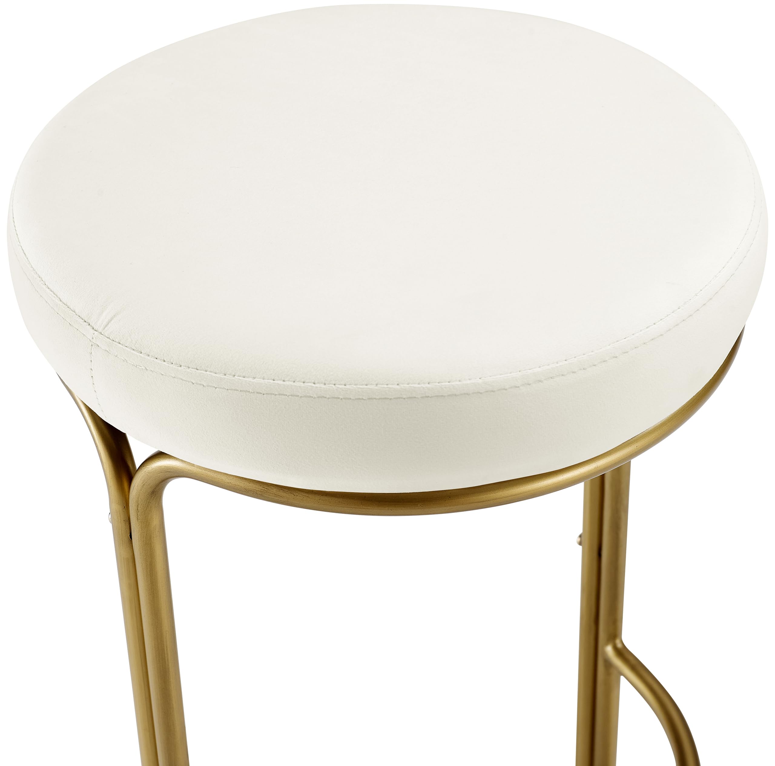 Crosley Furniture Carson Upholstered Counter Height Bar Stools Set of 2, Kitchen and Dining Stool, Glam, Creme/Gold