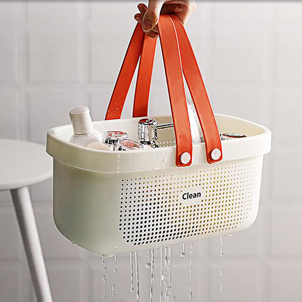 JiatuA Plastic Storage Basket with Handle, White