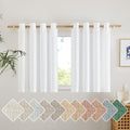 Nicetown White Linen Kitchen Curtains 36 Inches Long, Grommet Short Curtains Small Window Treatments Thick Flax Linen Weave Priv