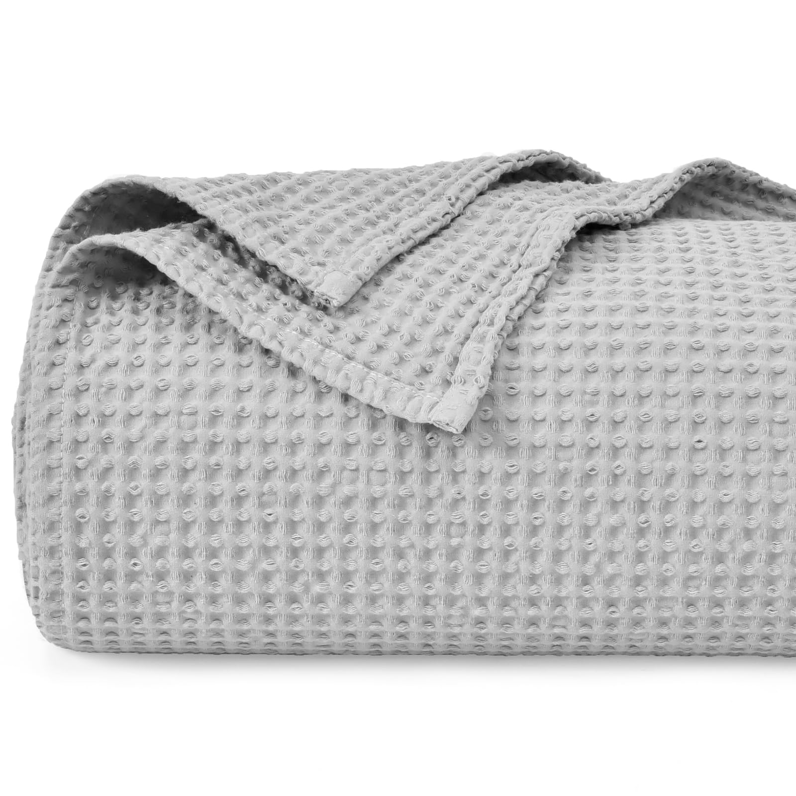 Phf 100% Cotton Waffle Weave Blanket King Size 104' X 90'-Lightweight Washed Soft Breathable Blanket Perfect For Summer - Grea