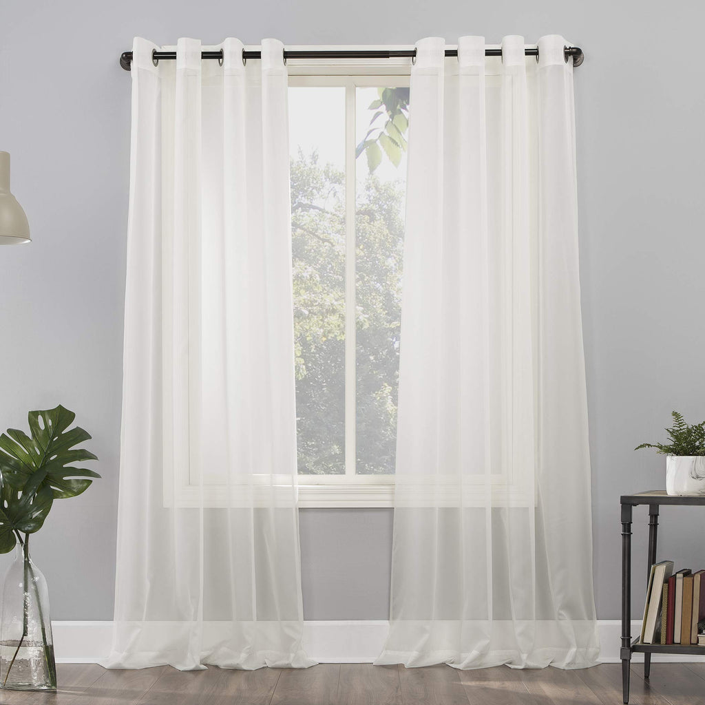 No. 918 Emily Sheer Voile Grommet Curtain Panel, 59'' x 120'', Eggshell Off-White