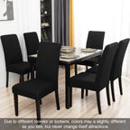 Jqinhome Dining Room Chair Covers Set Of 8, High Stretch Chair Slipcover Removable Washable Chair Seat Protector Cover For Home Party Hotel Wedding Ceremony (Black)