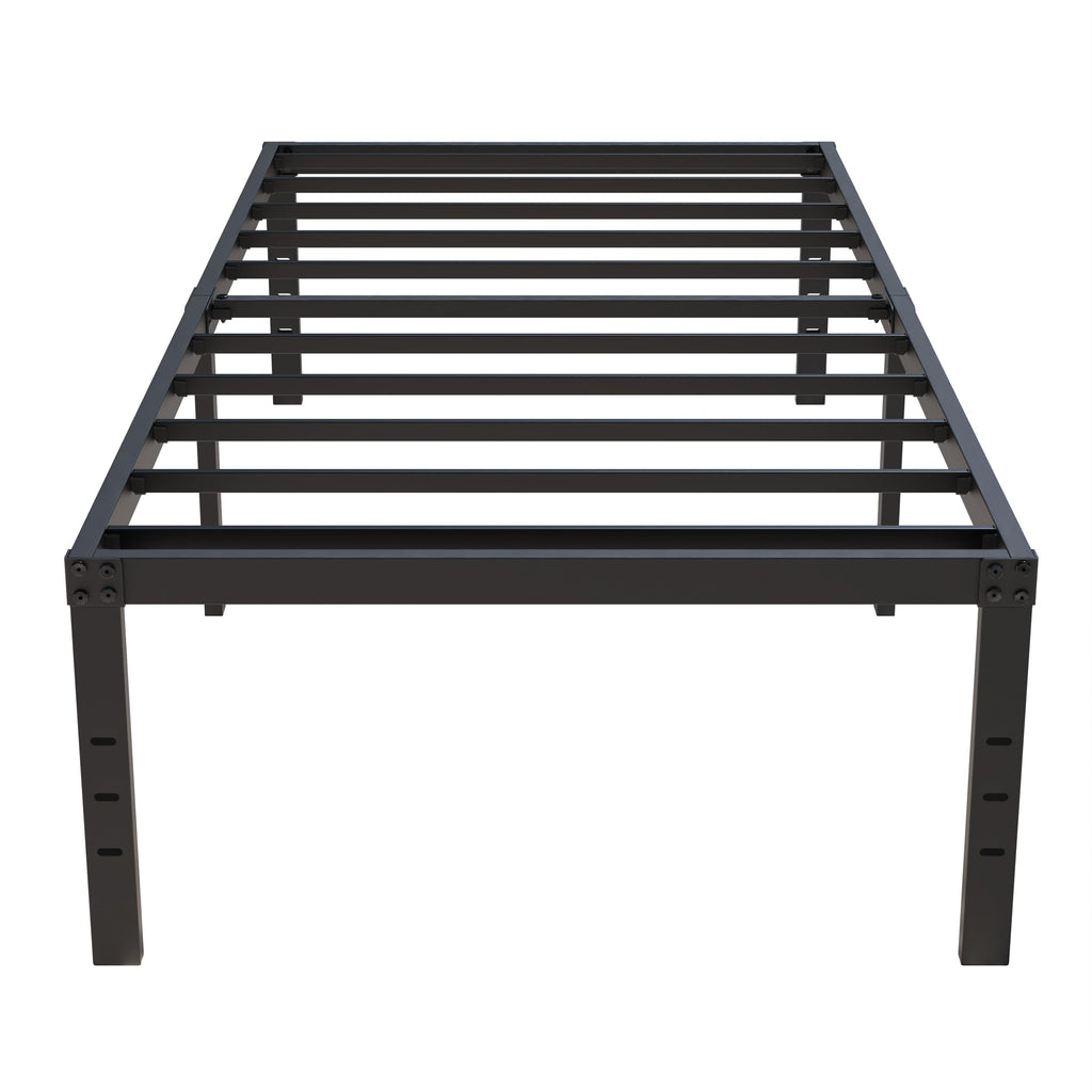 Upcanso 18 Inch Twin Bed Frames No Box Spring Need, Metal Platform Bed Frame Twin Size With High Storage, Eassy Assembly 2,500 Lbs Heavy Duty Bedframes, Black
