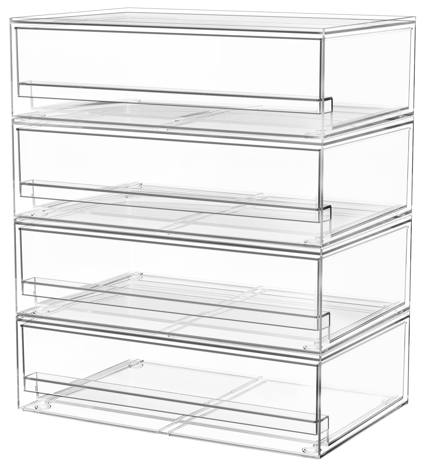 A-Lugei ?????????? Acrylic Stackable Storage Drawers, 11.8' W Makeup Organizer, Bathroom Organizer And Storage, Plastic Storage