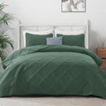 Exclusivo Mezcla Quilt Set Twin Size, 2 Pieces Green Twin Quilt Bedding Set, Lightweight Quilts Soft Bedspreads Modern Striped C