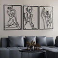 3 Pieces Metal Wall Art Decor 18 Inch Minimalist Modern Abstract Line Wall Home Decor Single Line Art Wall Art for Kitchen Bedro