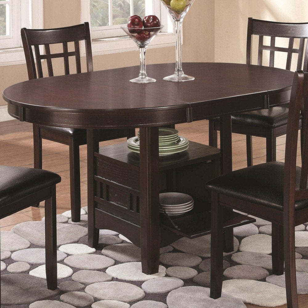 Benjara Benzara Wooden Dining Table with Storage Compartment, Brown,