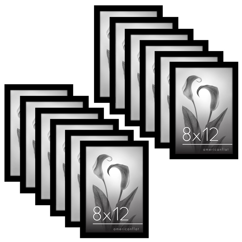 Americanflat 8x12 Picture Frame with Polished Plexiglass - Set of 12 - Signature Collection - Picture Frames with Engineered Woo