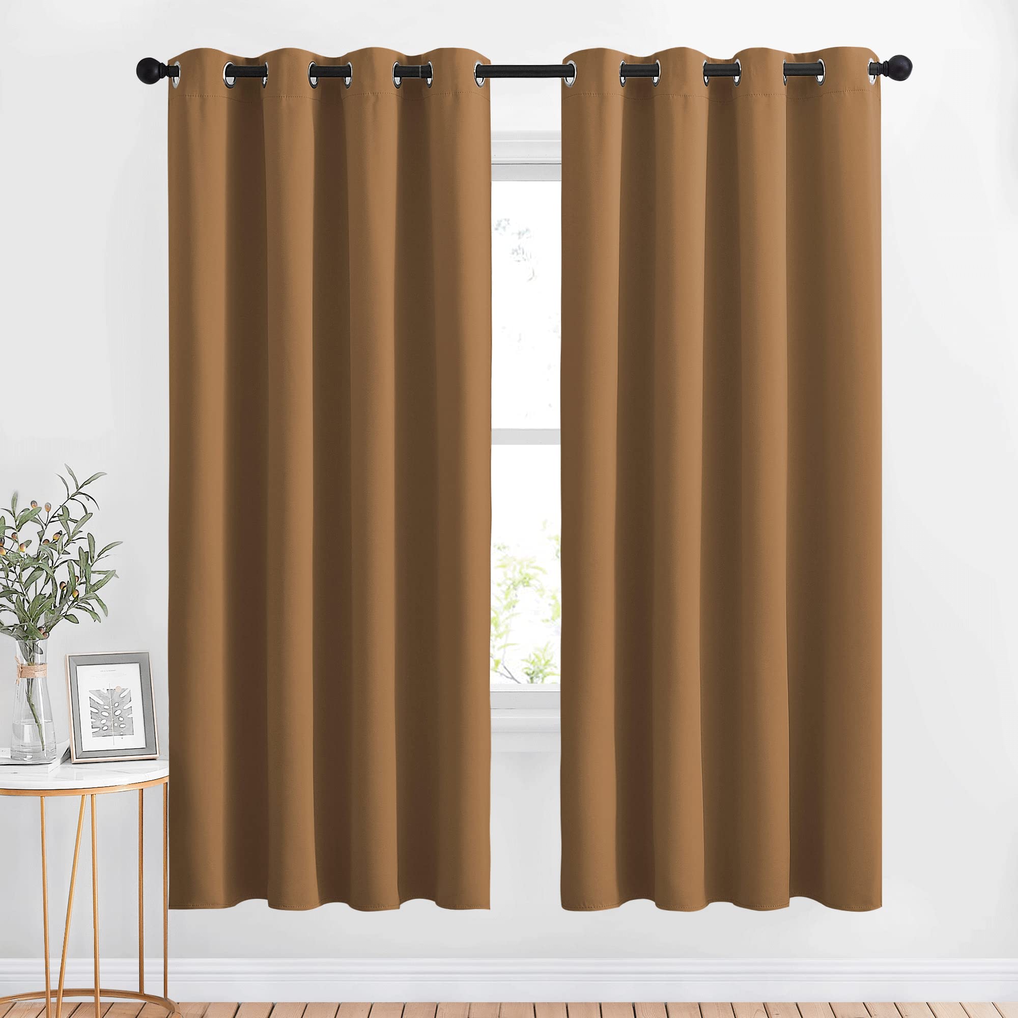 Nicetown Blackout Curtains 72 Inch Length 2 Panels Set - Grommet Thermal Insulated Solid Room Darkening Panels For Bedroom/Livin