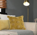 Modern Homes Cotton Yellow Tufted Cushion Covers 16X16 Inch Polka Design (Set Of 2)