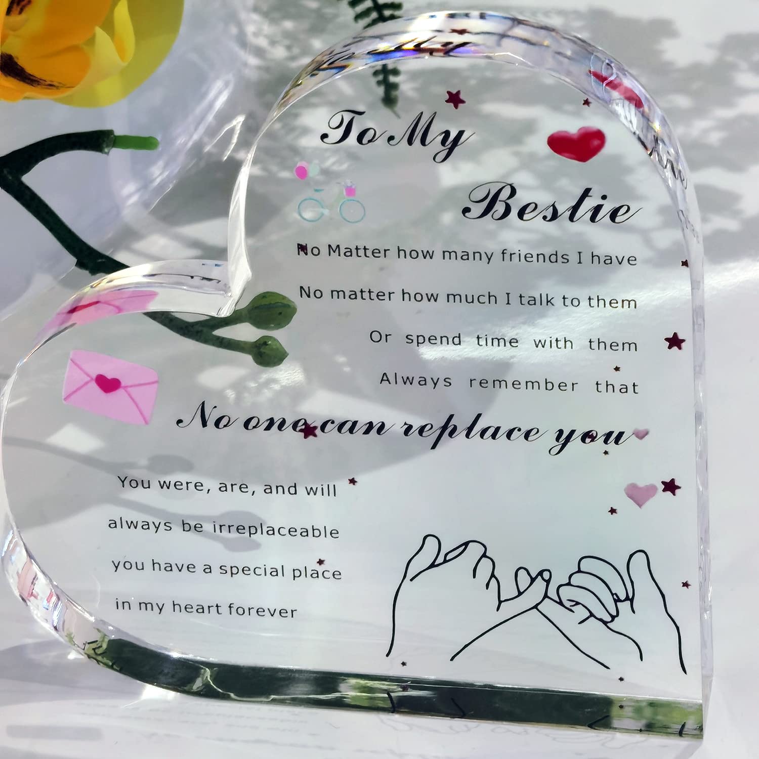 Acrylic Heart Gift For Bestie Inspirational Quotes Table Decor Sign Acrylic Paperweight Birthday Gifts New Year Present Back To