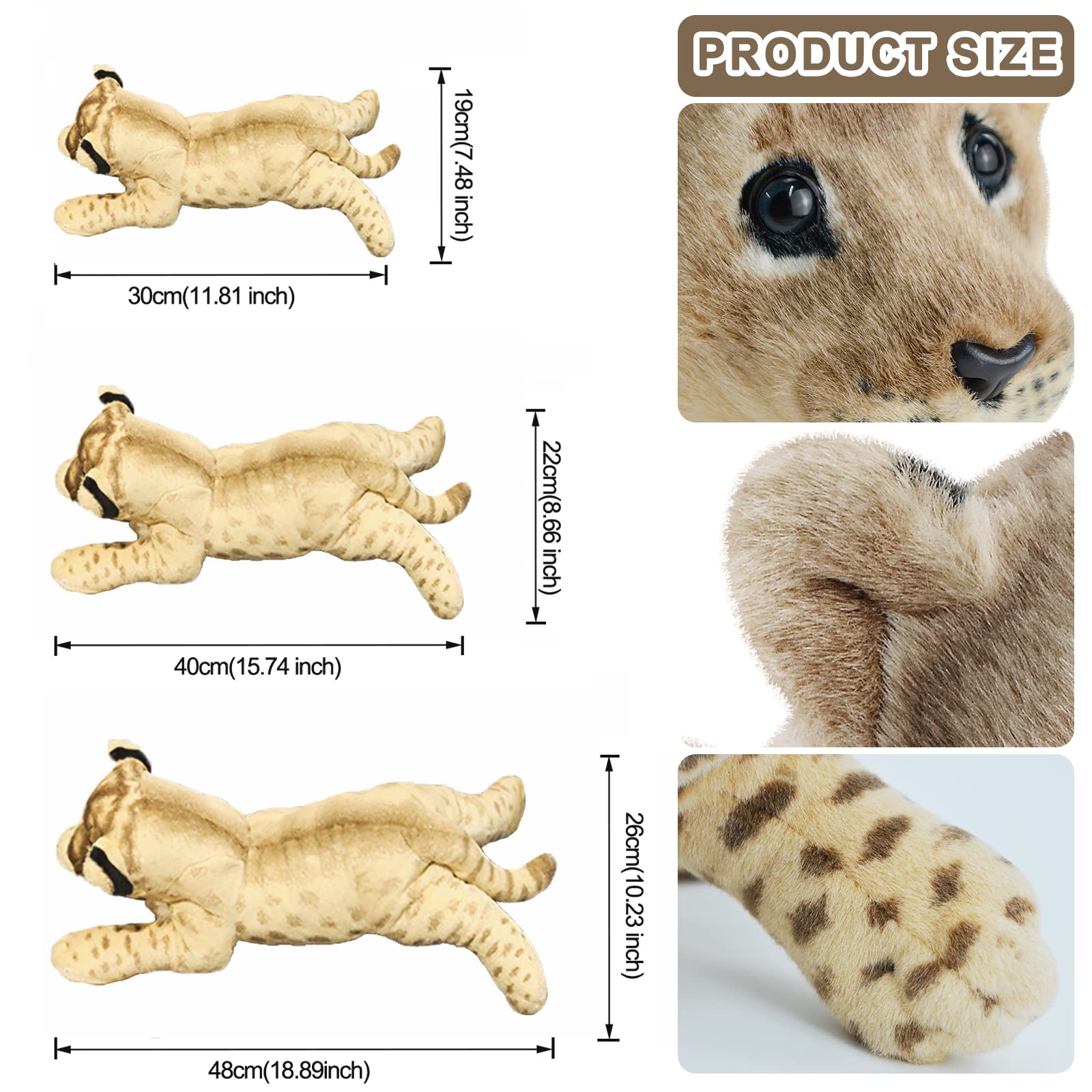 Gisqis Stuffed Animal Lion, 16' Lion Stuffed Animals Plush Pillow Realistic Large Stuffed Baby Lion Plush Toys Safari Animals T