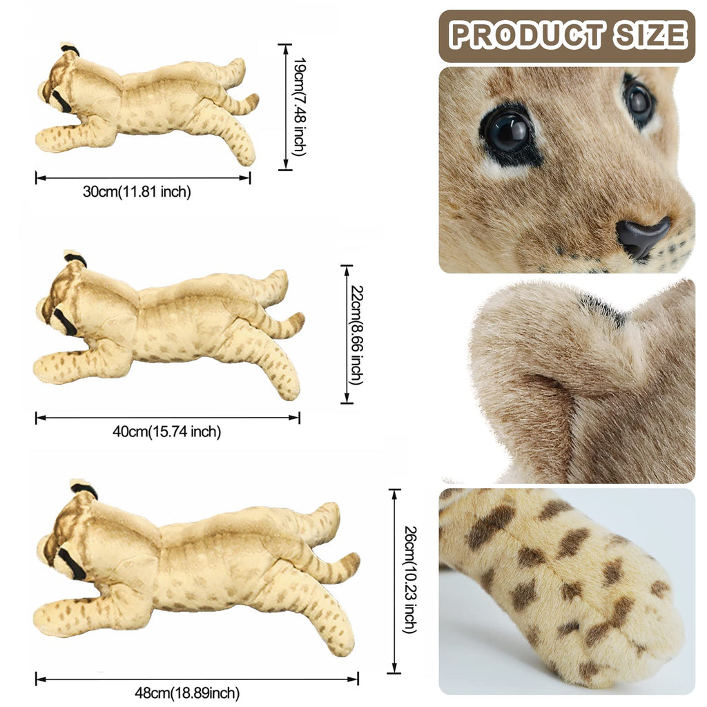 Gisqis Stuffed Animal Lion, 16' Lion Stuffed Animals Plush Pillow Realistic Large Stuffed Baby Lion Plush Toys Safari Animals T
