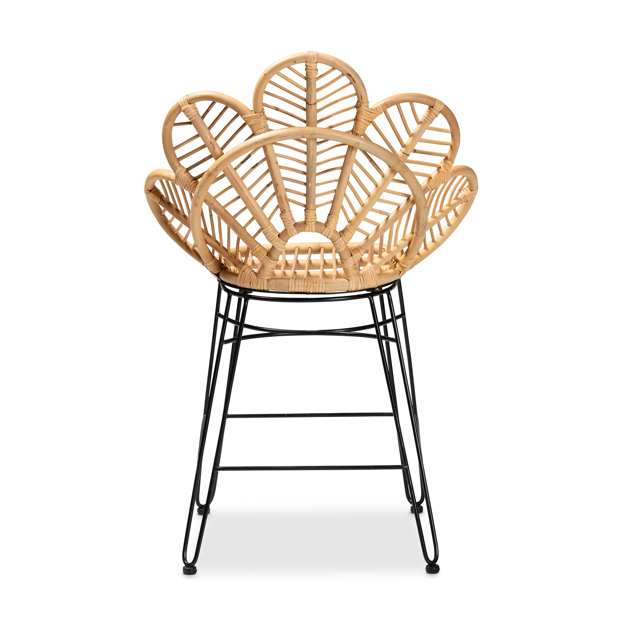 Baxton Studio Garan Natural Rattan Flower Stool, Counter Height