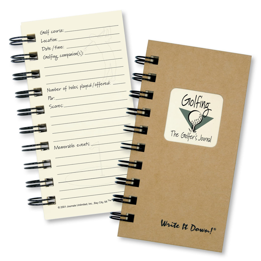 Write It Down Series By Journals Unlimited, Guided Journal, Golfing, The Golfer'S Journal, Mini-Size 3   X5.5   , Kraft Hard Cov