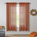 Terracotta Curtains 72 Inch Length for Living Room 2 Panel Sets Rod Pocket Sheer Curtains for Living Room Rust Burnt Orange Red 
