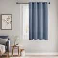 Jinchan Linen Textured 75% Blackout Curtain 72 Inch Length For Living Room Curtain Denim Blue Thermal Insulated Grommet Top Window Drape For Bedroom Curtain 1 Panel Denim Blue