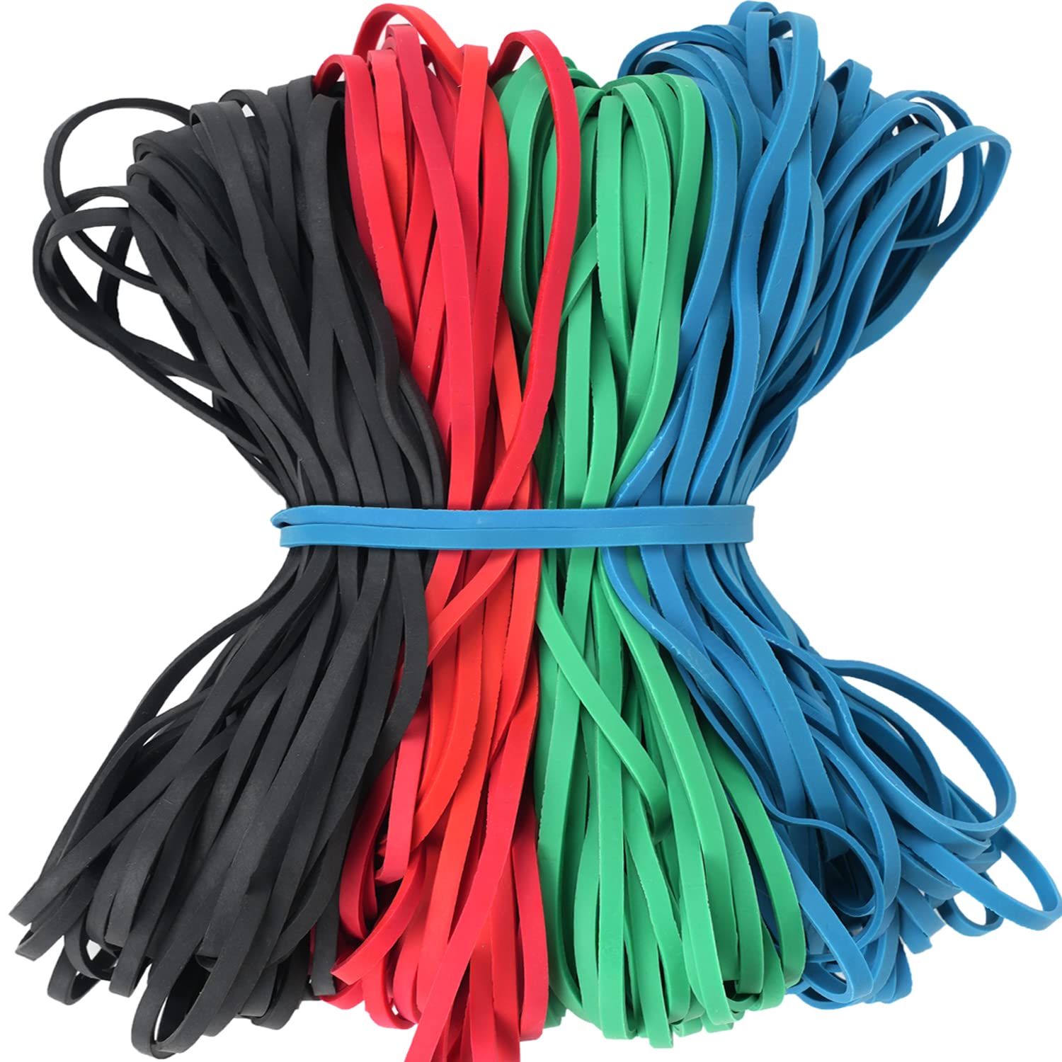 Aiwoqi Large Rubber Bands 140 Pack, Heavy Duty Big Rubber Band Size #117 Colored Black Blue Red Green Elastic Bands For Office S