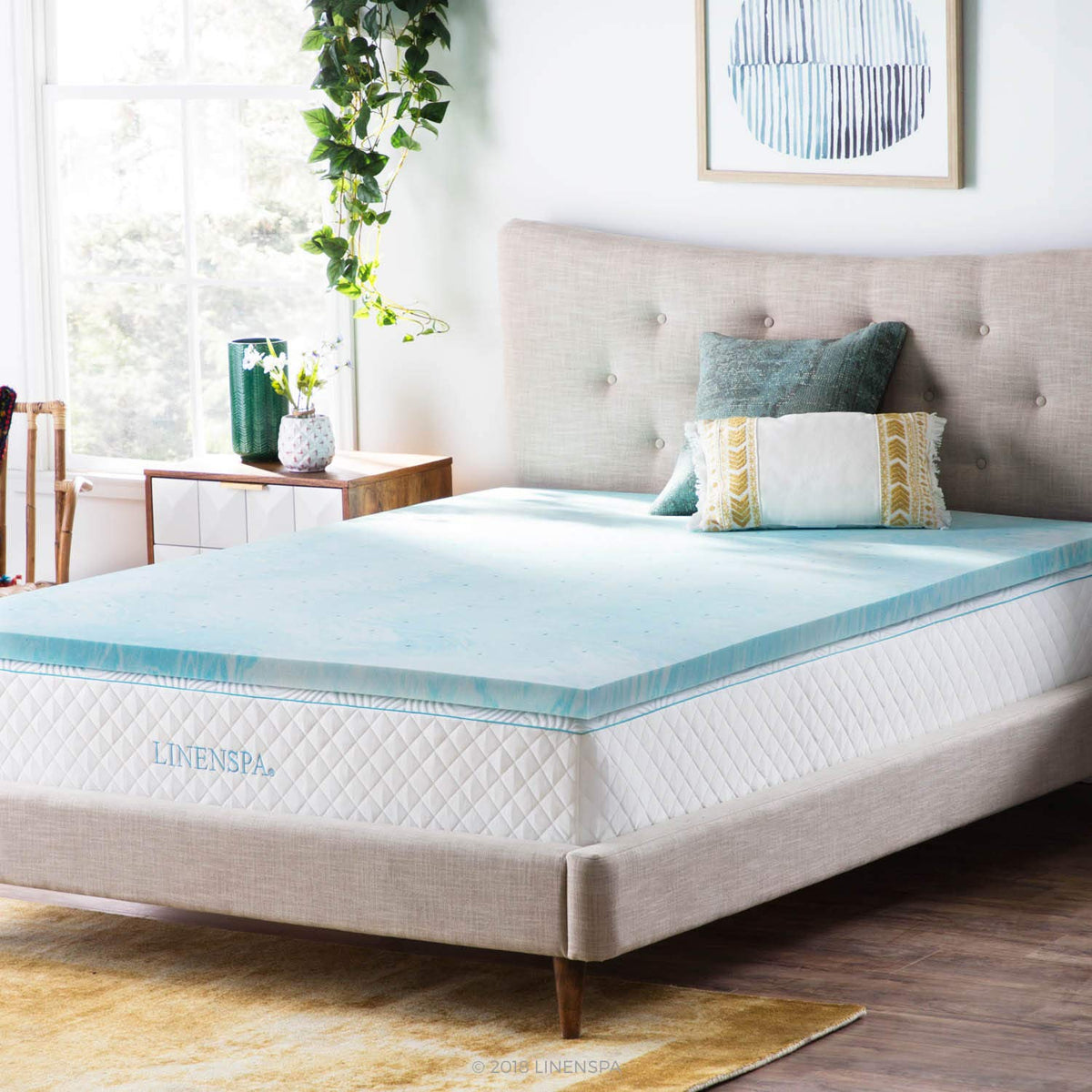 Linenspa 2 Inch Mattress Topper Queen - Gel Swirl Memory Foam Queen Mattress Topper - Certipur-Us Certified - Queen Foam Pad