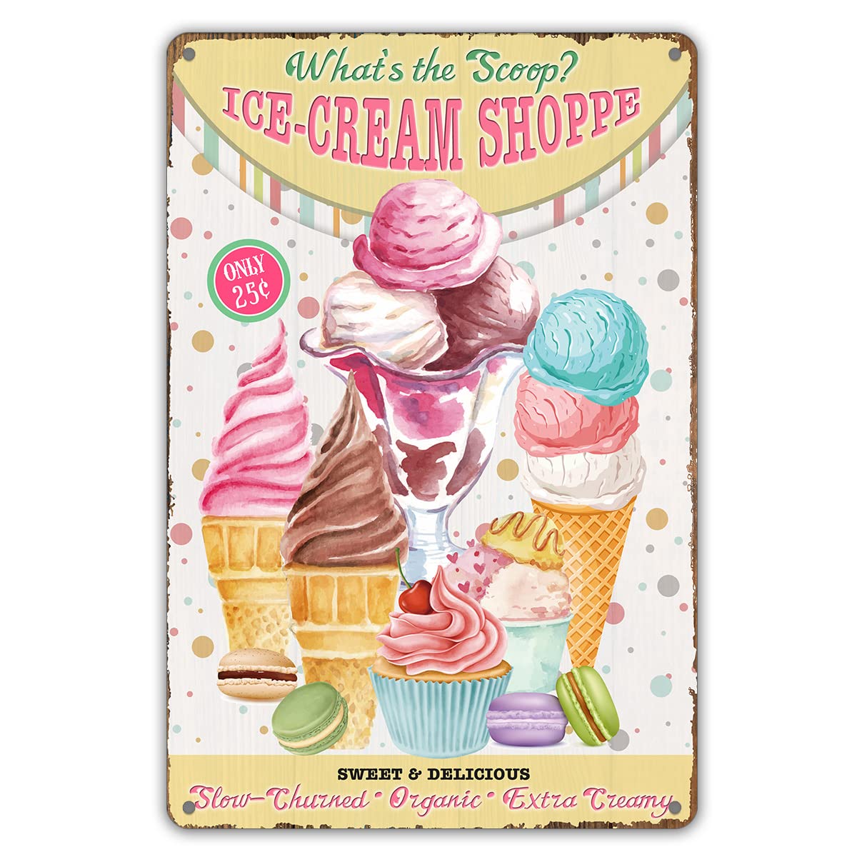 Funny Ice Cream Metal Tin Sign Wall Decor Sweet and Delicious Retro Sign for Home Decor Gifts