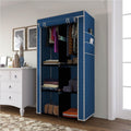 Gtc Collapsible Wardrobe Closet For Clothes Almira, 2 Hanging Space, 6 Shelves, 1 Side Pocket NonWoven Fabric 77003 (Blue)