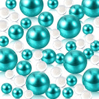 Lake Blue Floating Pearls | 150PCS Lake Blue Pearls Bead for Centerpieces Vases, Lake Blue No Hole Beads | 8/14/20 mm Floating B