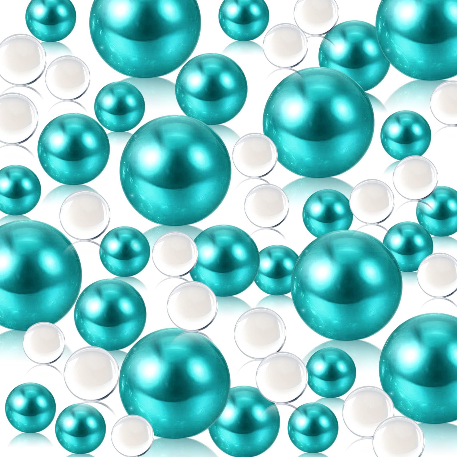 Lake Blue Floating Pearls | 150PCS Lake Blue Pearls Bead for Centerpieces Vases, Lake Blue No Hole Beads | 8/14/20 mm Floating B