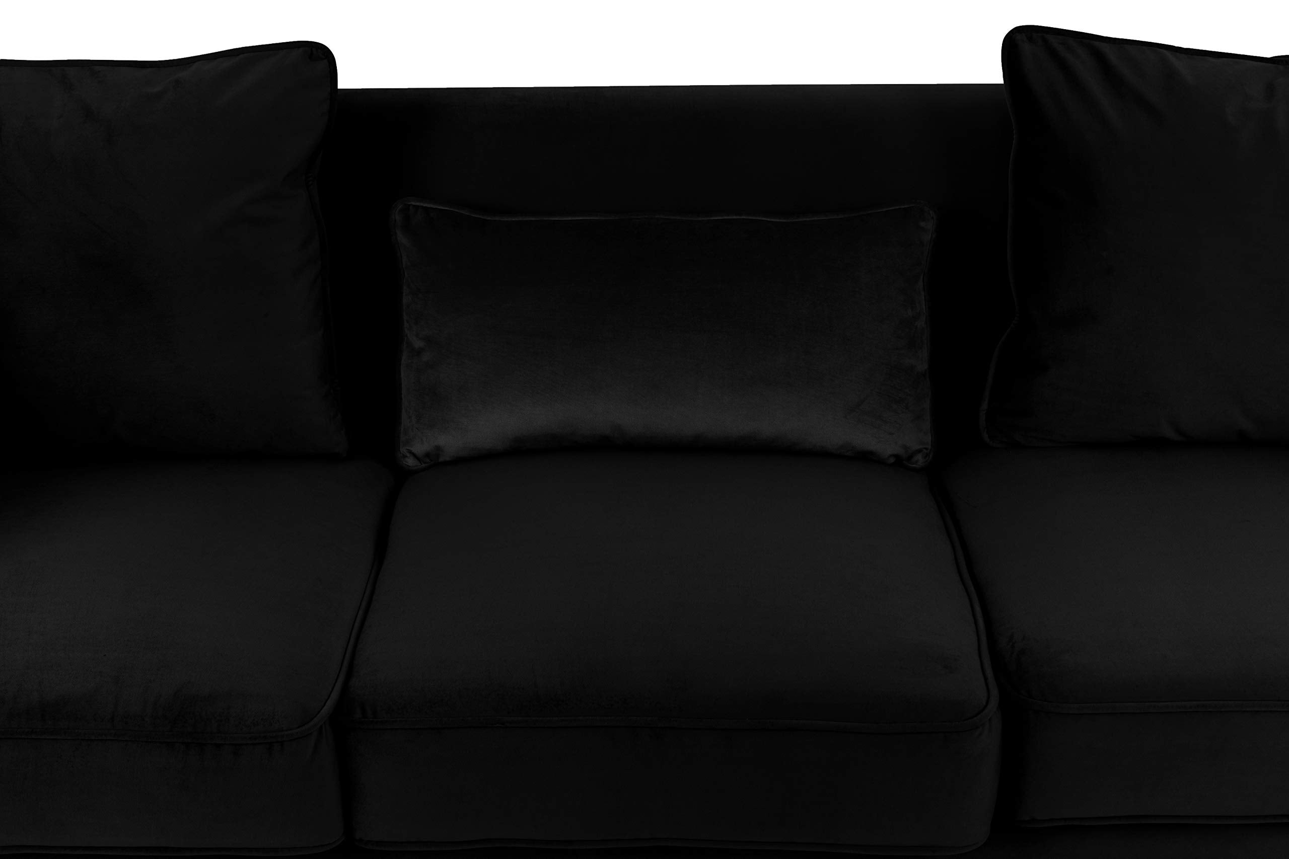 Lilola Home Bayberry Black Velvet Sofa with 3 Pillows