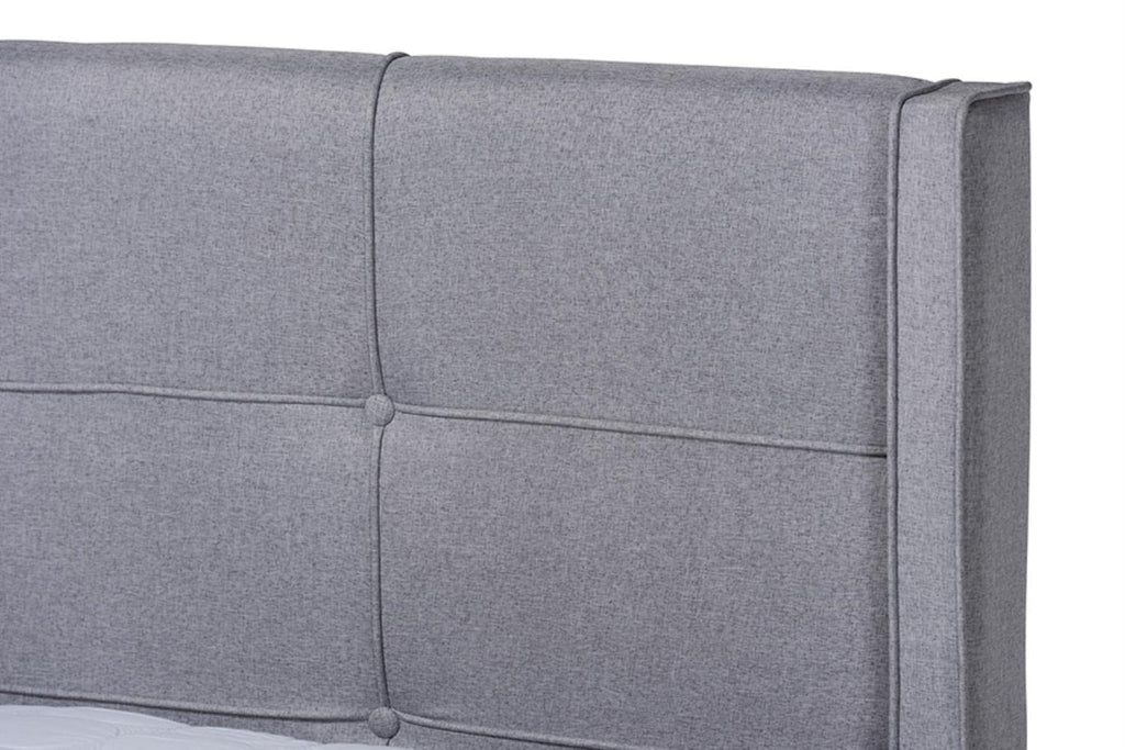Baxton Studio Edmond Modern and Contemporary Grey Fabric Upholstered and Ash Walnut Brown Finished Wood Full Size Platform Bed