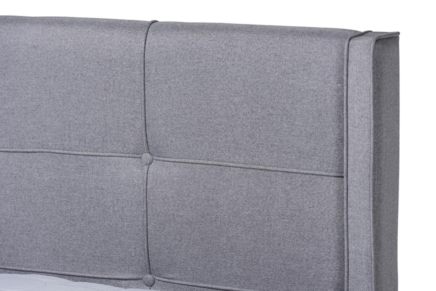 Baxton Studio Edmond Modern and Contemporary Grey Fabric Upholstered and Ash Walnut Brown Finished Wood Full Size Platform Bed