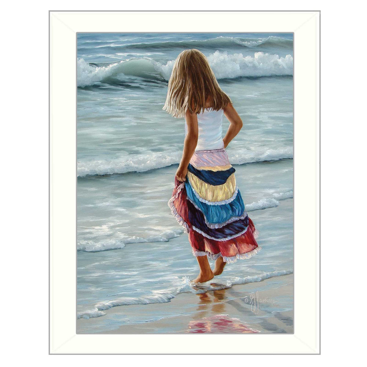 The Striped Skirt White Framed Print Wall Art