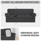 Issuntex 4 Pieces High Stretch Thicken Couch Covers, Soft Sofa Slipcover For 3 Separate Cushion , Jacquard Fabric Elastic Furnit