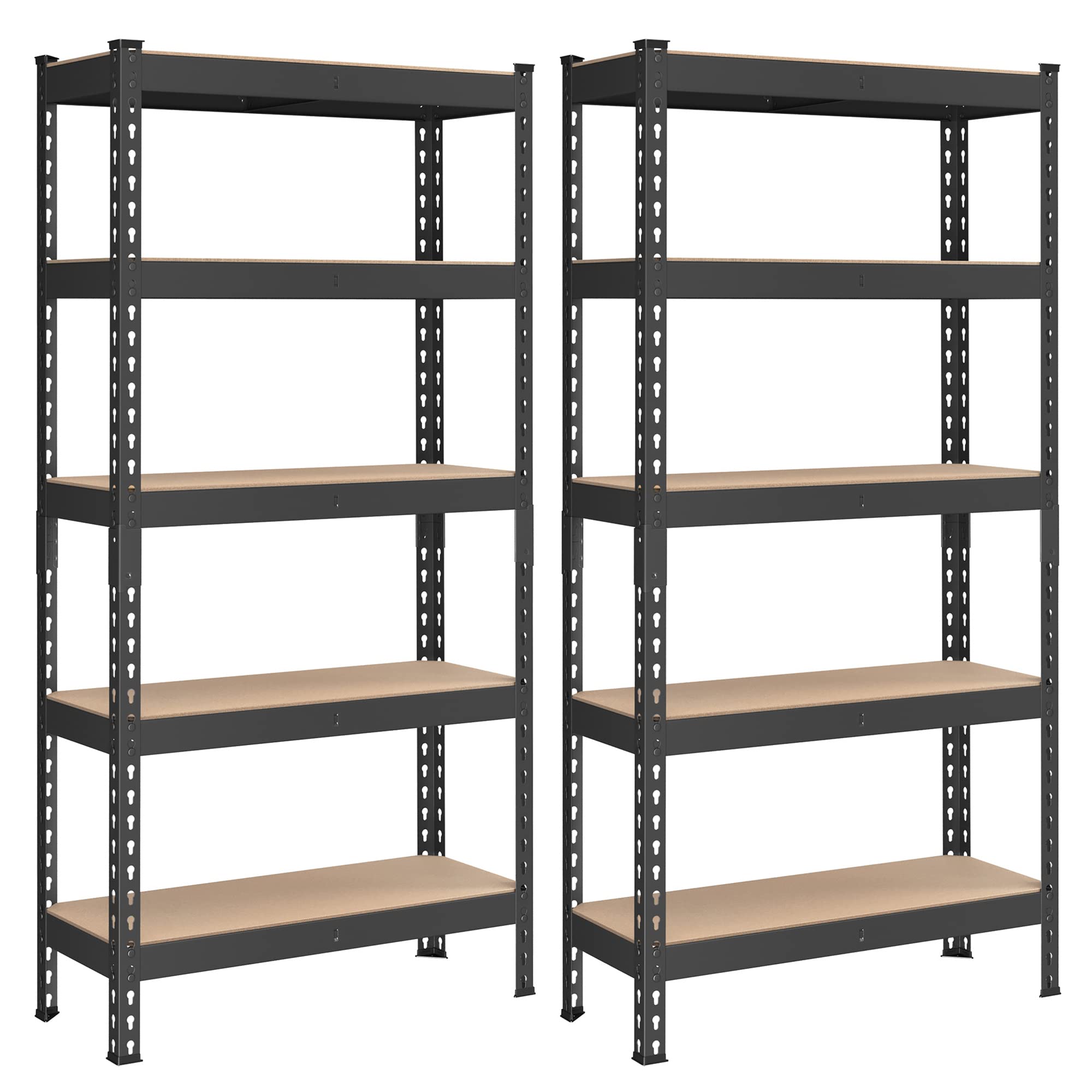 Songmics 5-Tier Storage Shelves, Set Of 2 Garage Storage, Boltless Assembly, Adjustable Shelving Units, 11.8 X 29.5 X 59.1 Inches, Load 1929 Lb Each, Shed Warehouse Basement, Black Uglr300B02