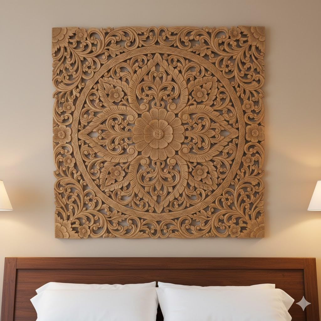 Woodidea Decorative & Hand Crafted Handmade Antique Finished Wooden Wall Decor/Wall Panel/Wooden Wall Hanging Panel For Living R