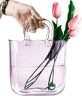 OLEEK purse vase for flowers (handmade) Glass Purse for Drinks -10 in- Clear, cool & cute vase for centerpieces & Fish bowl - ha