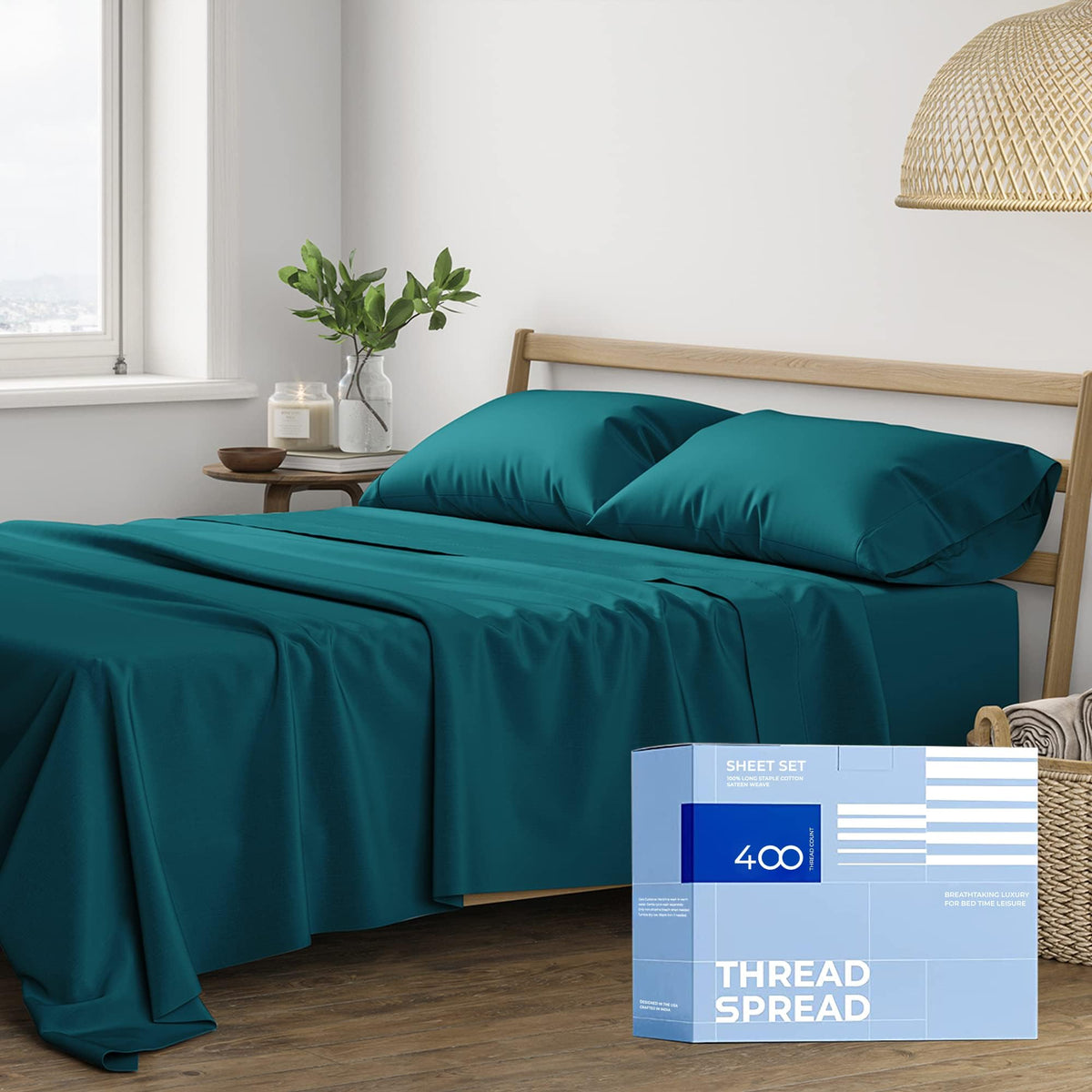 Thread Spread Full Size Sheets Cotton - 400 Thread Count 4 Pc 100% Cotton Full Size Sheet Sets, 16    Deep Pocket Full Size Shee