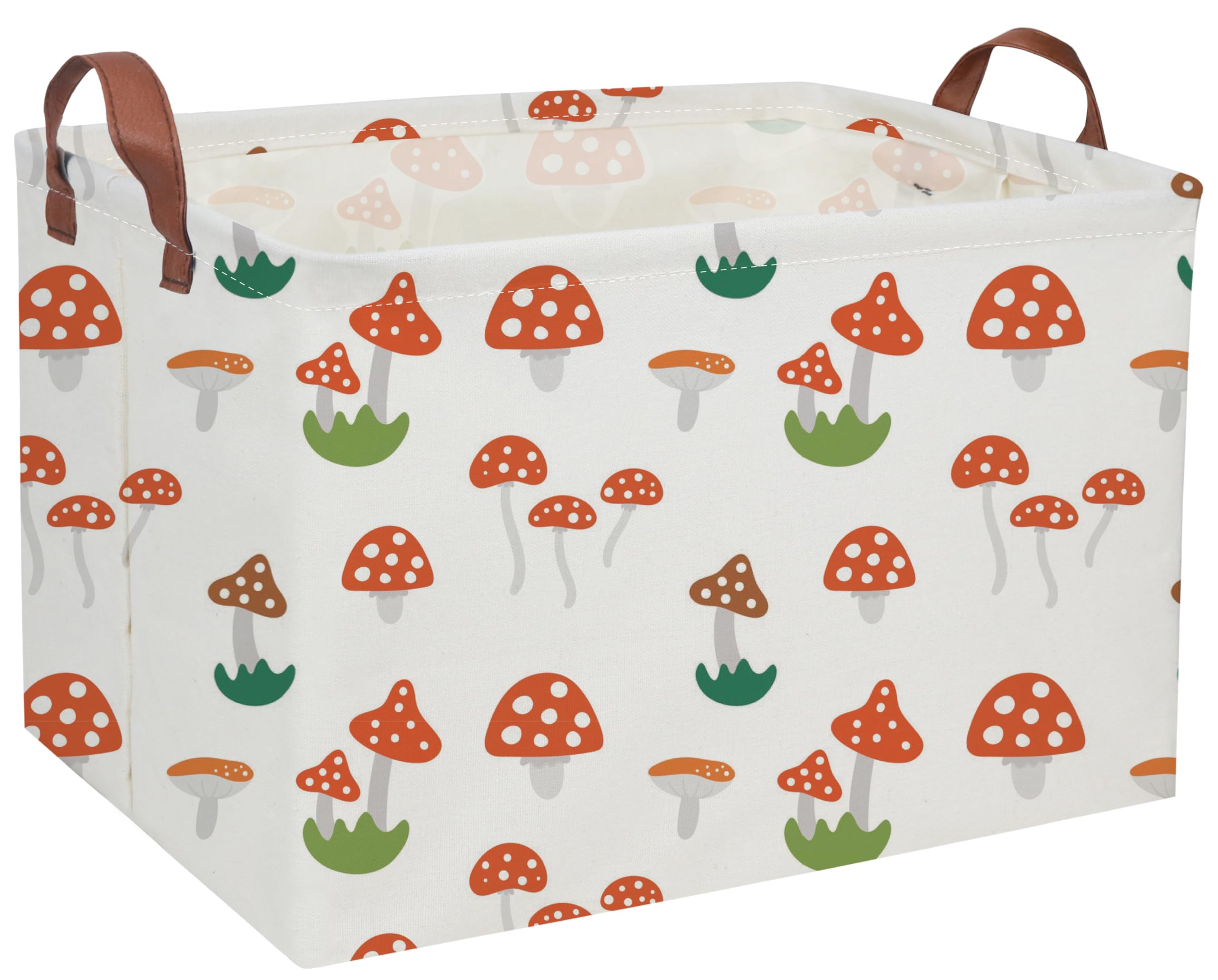 DDBASKET Kids Basket Mushroom Baskets Boys and Girls Basket Rectangular Cute Storage Bin for Room Decor(Mushroom)