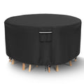 Round Patio Furniture Covers, Waterproof Outdoor Table Cover, Heavy Duty 500D Round Patio Table & Chairs Cover, Outdoor Covers F