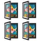 2 Pack Kids Art Frames, Kids Artwork Frames Changeable 8 x10.5 with Mat and 9 x12 Without Mat, Black Front Opening Children Pict