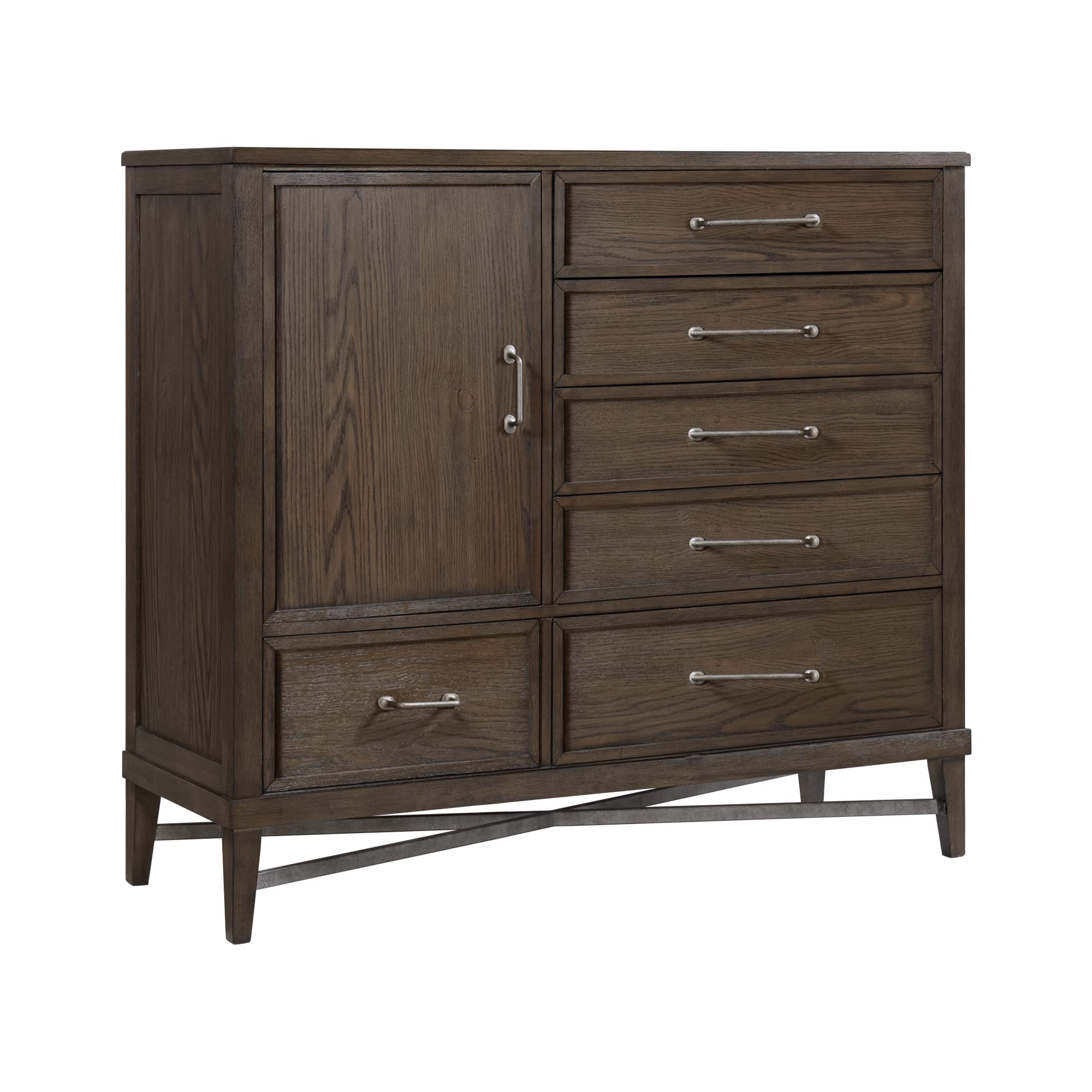 Intercon Preston 54&quot; Wide Bedroom Gentleman's Chest with 6 Drawers, Weathered Vintage Oak Furniture