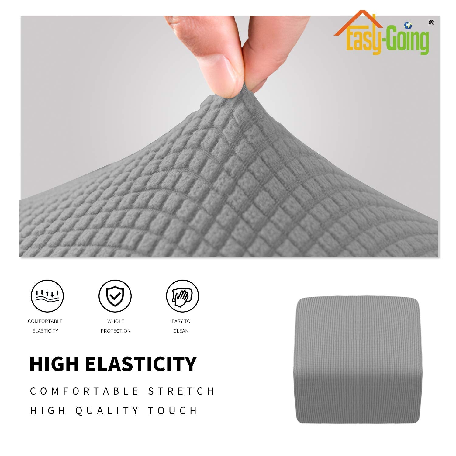Easy-Going Stretch Ottoman Cover Folding Storage Stool Furniture Protector Soft Rectangle Slipcover With Elastic Bottom (X-Small,Light Gray)